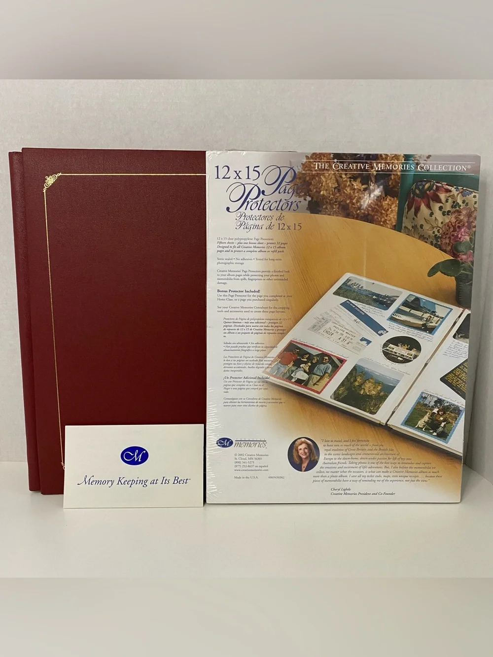 Creative Memories 12 x 15 Burgundy Album White Pages 12 x 15 Page Protectors NEW